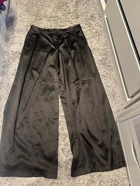 Forever 21 Black Wide Leg Satin Trousers